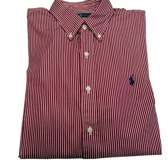 Polo Ralph Lauren Men’s Button Down Shirt Red & White Striped Sz L NWT - Picture 1 of 10